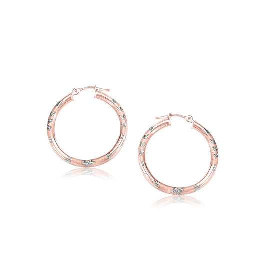 Ohrringe aus 14 Karat Roségold, Diamantschliff, Creolen (3x25mm)