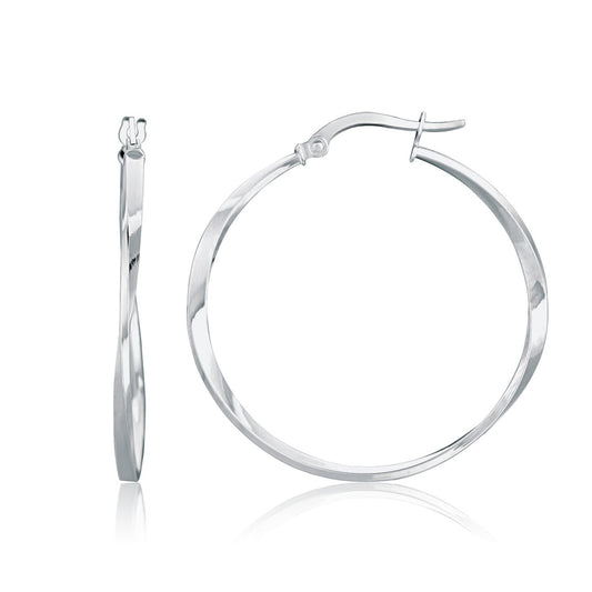 14k Weißgold Mobius Twisted Creolen (1,5x50mm)