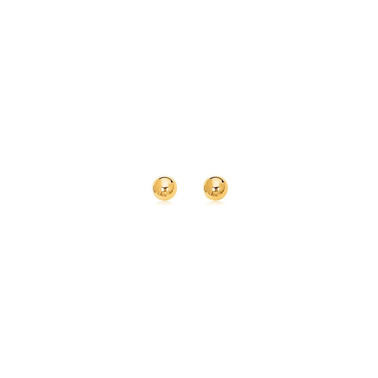 14k Gelbgold polierte runde Ohrstecker (3mm)