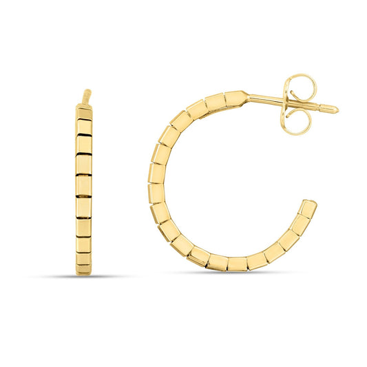 14k Gelbgold Omega-Ohrringe im Ziegel-Design