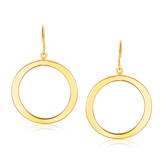 14 Karat Gelbgold Flache Offene Röhren-Ohrringe