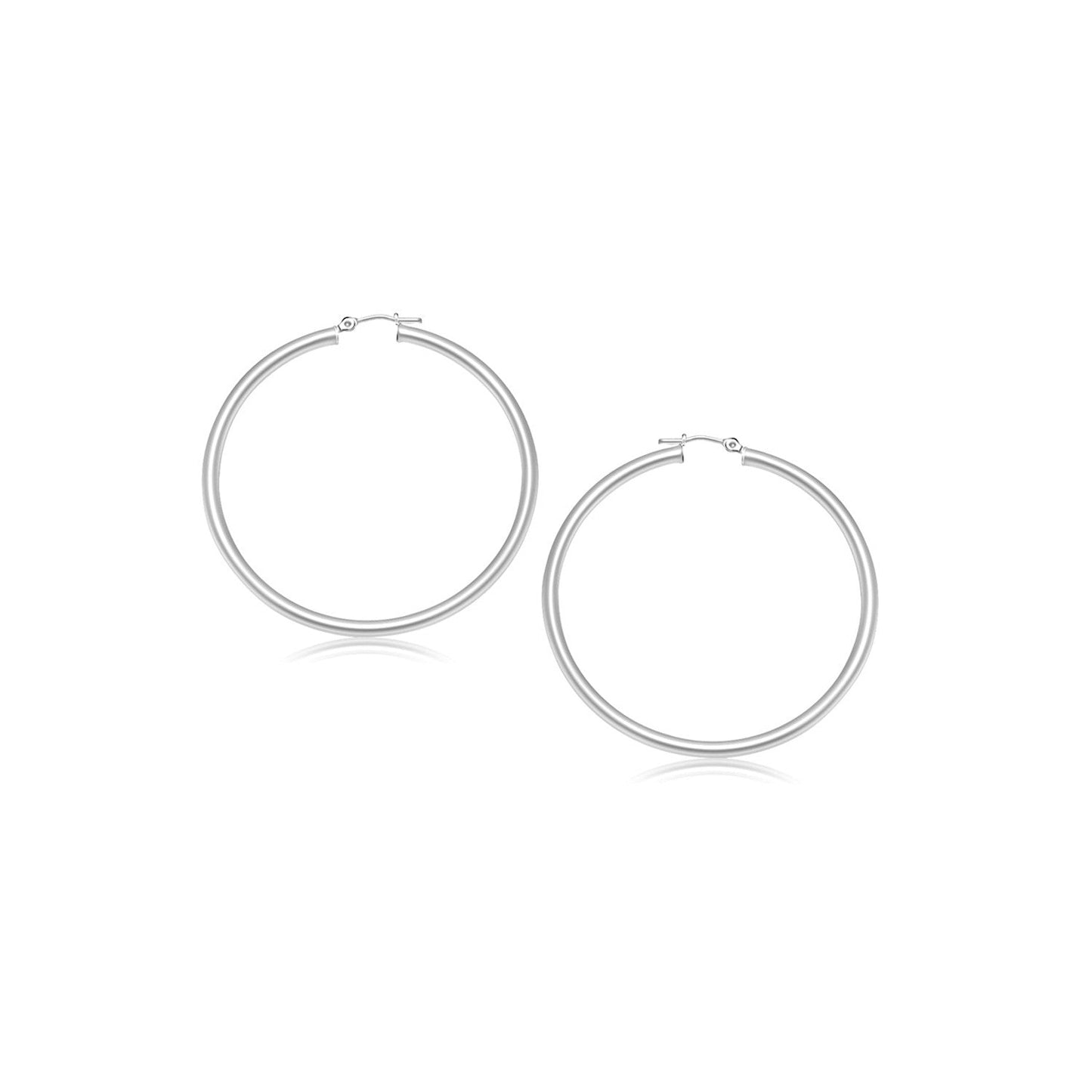 Ohrringe Kreolen, 14 Karat Weißgold, poliert (2 mm)
