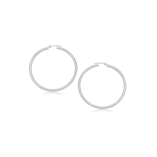 Boucles d'oreilles créoles polies en or blanc 14 carats (2 mm)