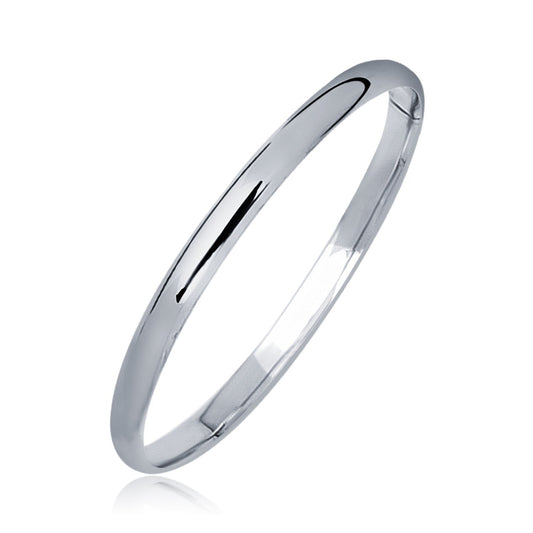 Jonc dôme en or blanc 14 carats pour enfant, finition polie (5,50 mm)