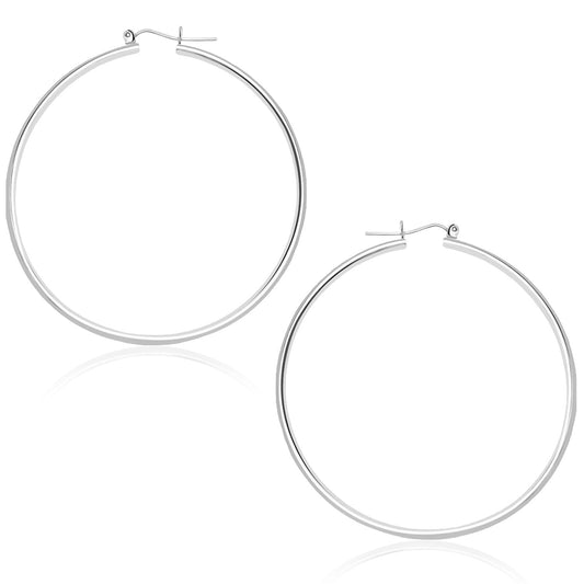 Créoles polies en or blanc 14 carats (45 mm)