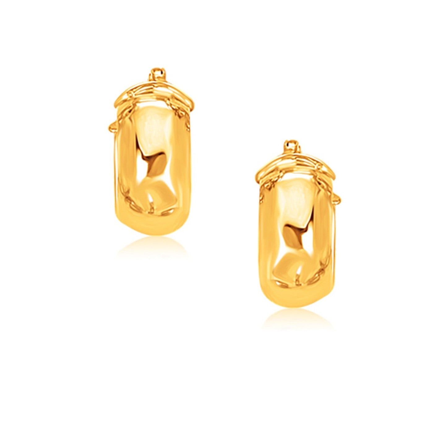 14 Karat Gelbgold Breite Kleine Creolen mit Schnappverschluss