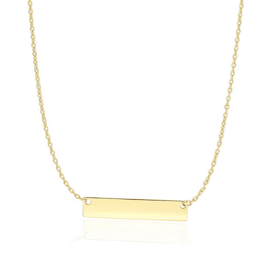 14 Karat Gelbgold Glatte Flache Horizontale Stabhalskette
