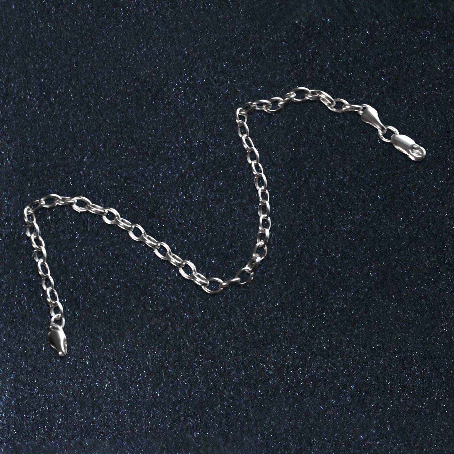 Armband aus 14 Karat Weißgold, Oval Rolo (3,20 mm)