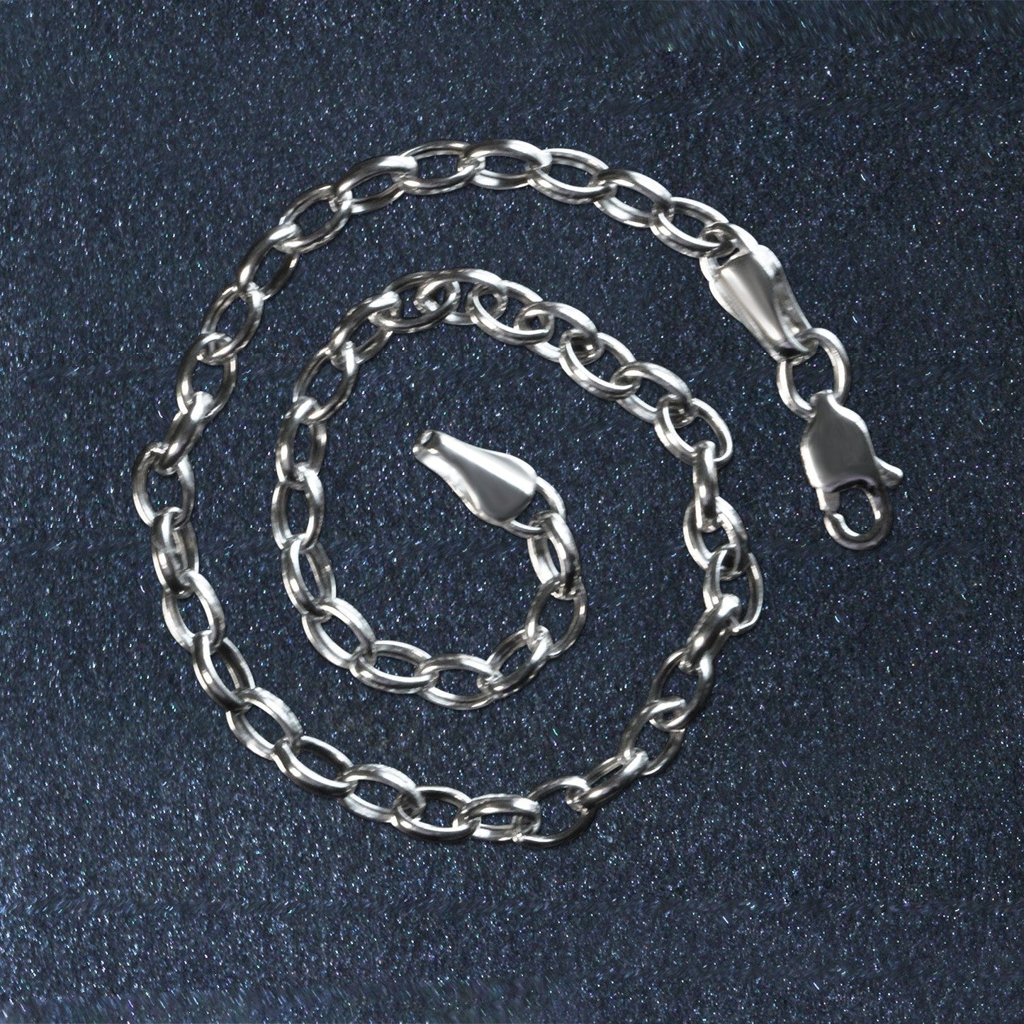 Armband aus 14 Karat Weißgold, Oval Rolo (3,20 mm)