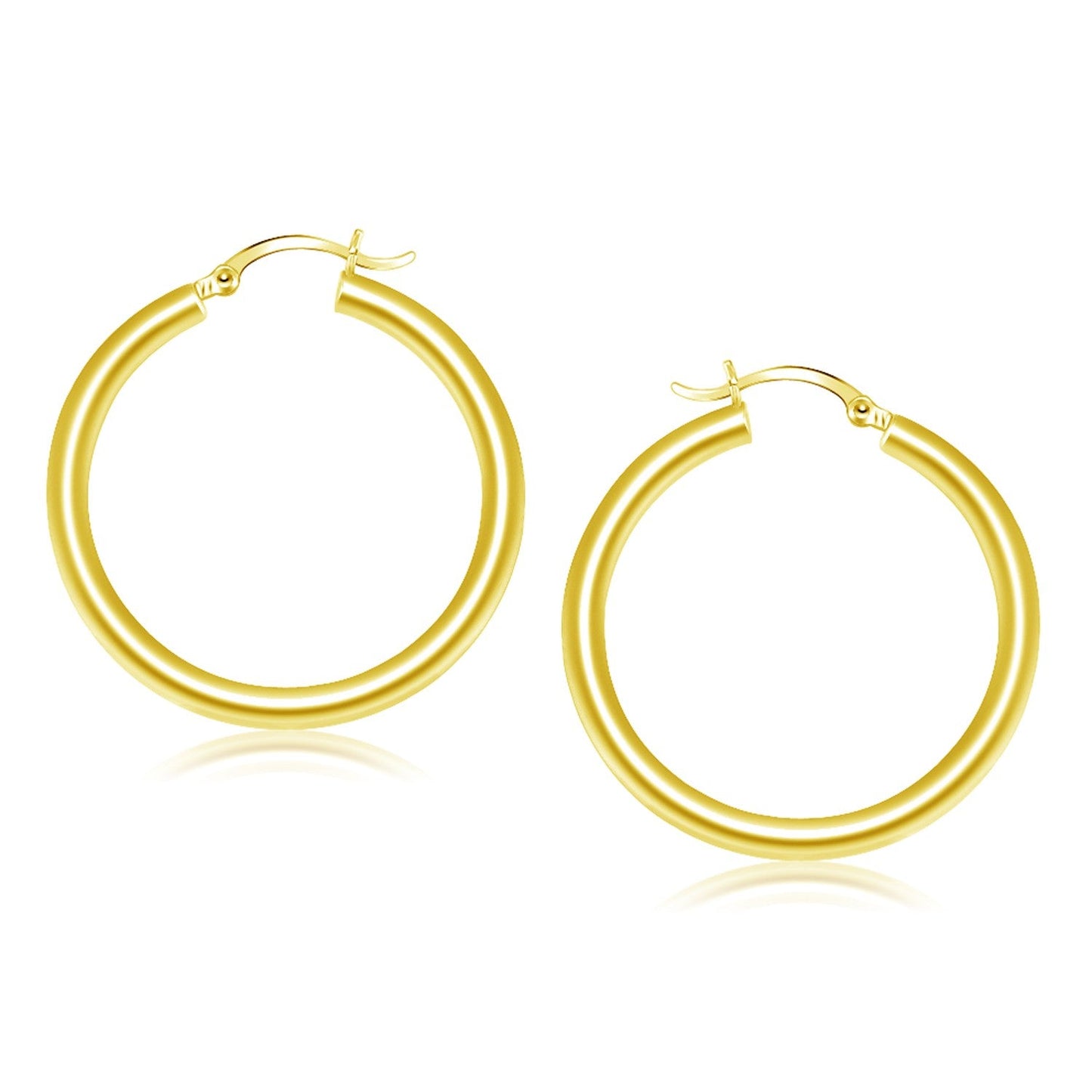 Boucles d'oreilles créoles en or jaune 14 carats, polies (4x40mm)