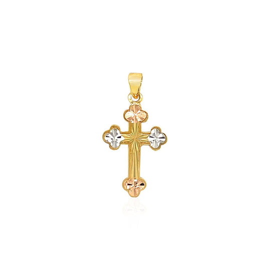 Pendentif Croix en Or Tricolore 14 carats