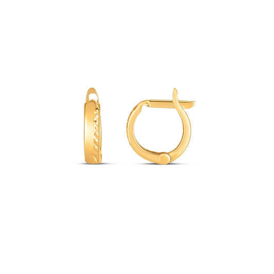 14 Karat Gelbgold strukturierte Huggie-Ohrringe (3x10mm)