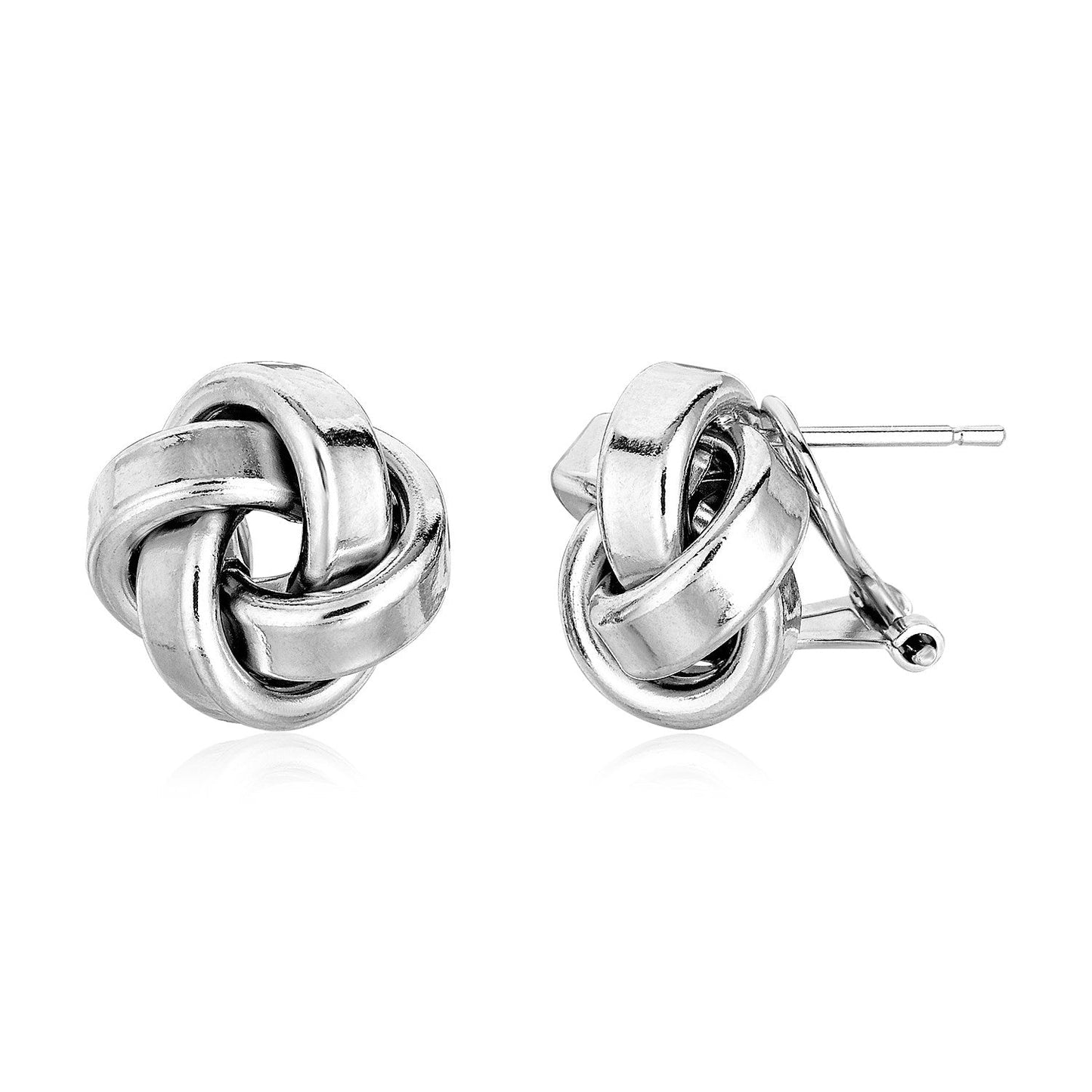 Grandes boucles d'oreilles nœud d'amour en argent sterling poli