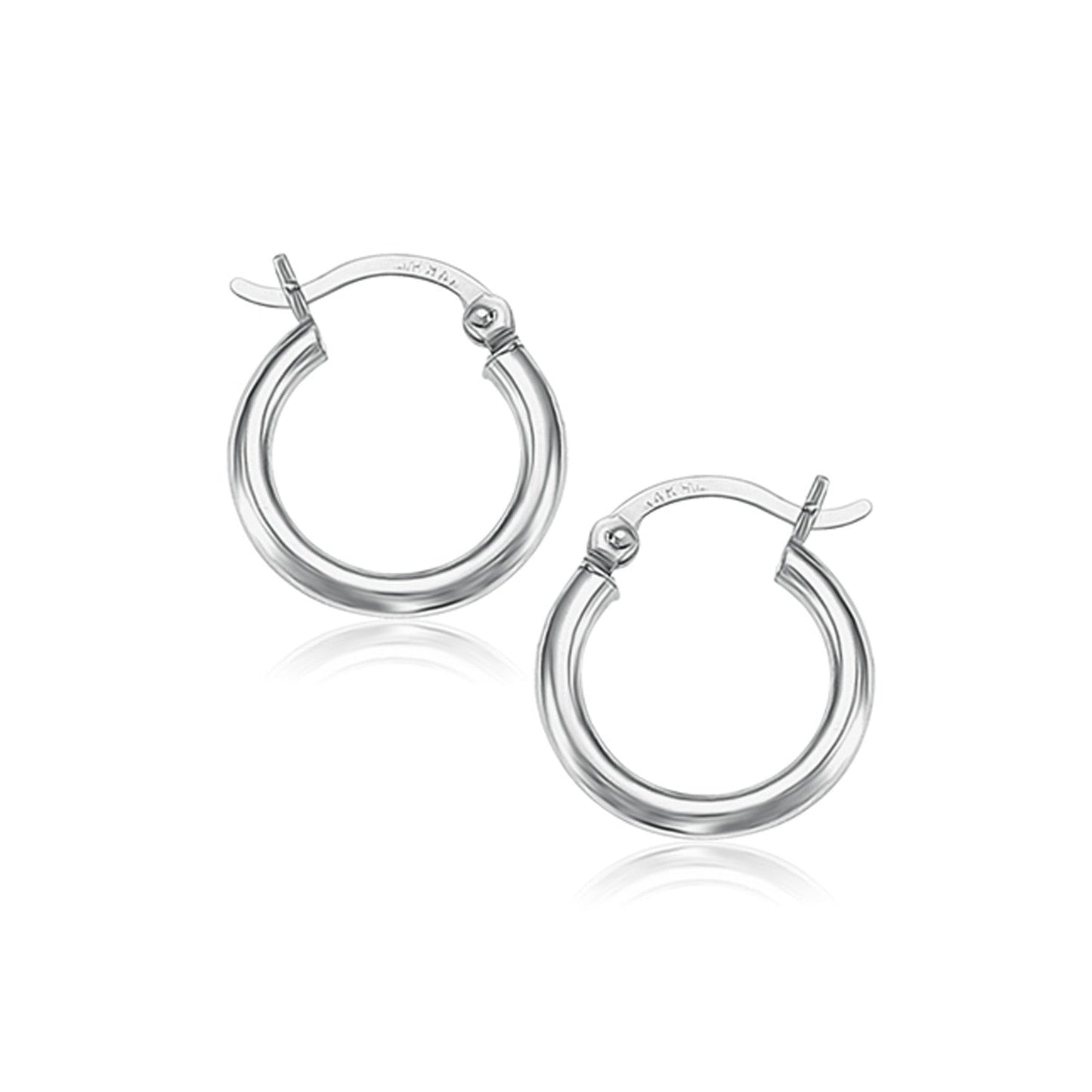 Créoles polies en or blanc 14 carats (2x15mm)