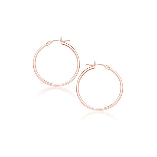 Boucles d'oreilles créoles polies en or rose 14 carats (2x25mm)