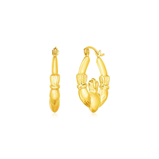 14K Gelbgold Claddagh Symbol Creolen