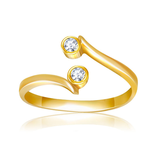 Fußring aus 14 Karat Gelbgold mit Zirkonia-Akzenten und gebogenem Ende