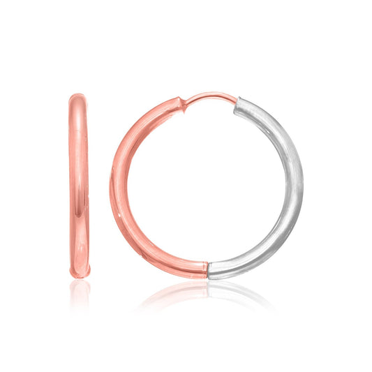 Creolen aus 14 Karat Rosé- und Weißgold, aufklappbar (2,5x20mm)