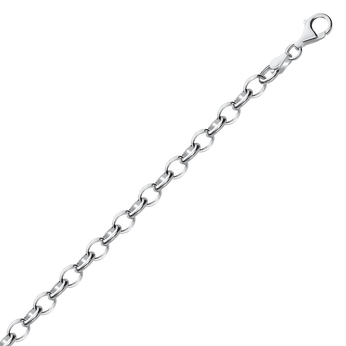 Bracelet à breloques en argent sterling poli avec placage rhodium