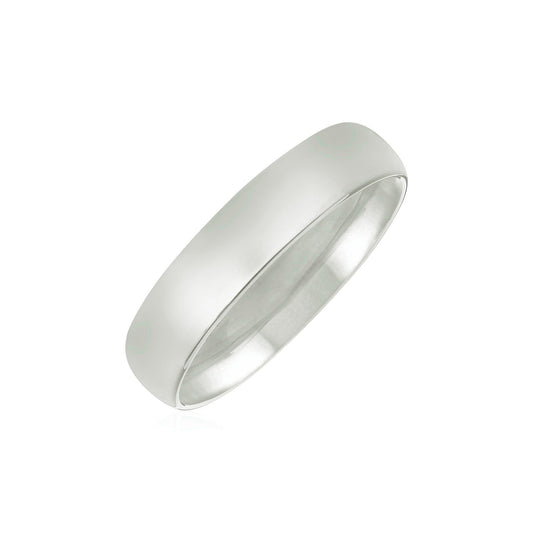 Alliance de mariage 5 mm en or blanc 14 carats, intérieur confort
