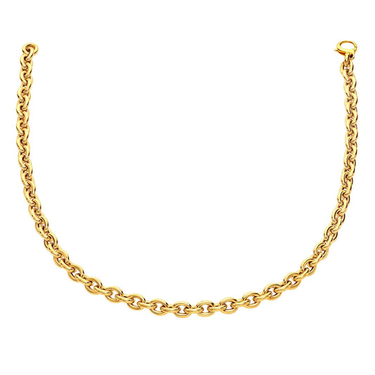 14k Gelbgold polierte Ankerkette Halskette