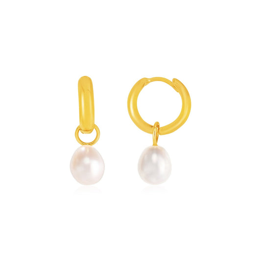 14k Gelbgold Kleine Kreolen mit Perlen
