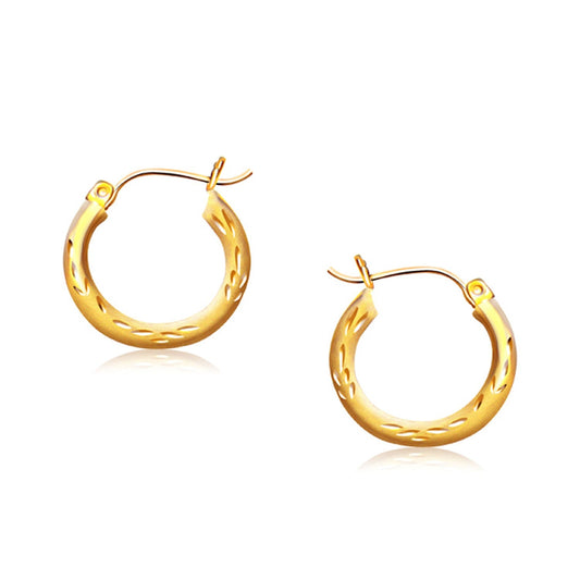 Ohrringe aus 14 Karat Gelbgold mit funkelndem Diamantschliff (3x15mm)