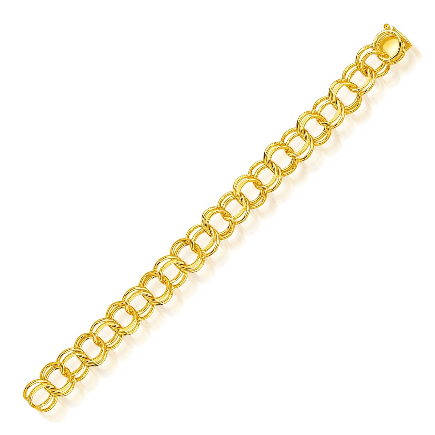 14 Karat Gelbgold Massives Doppelglied-Charm-Armband 10,0mm