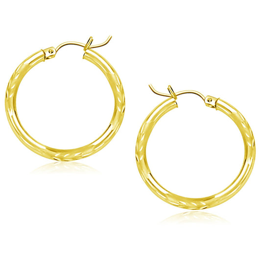 Creolen (3x25mm) aus 14 Karat Gelbgold mit Diamantschliff