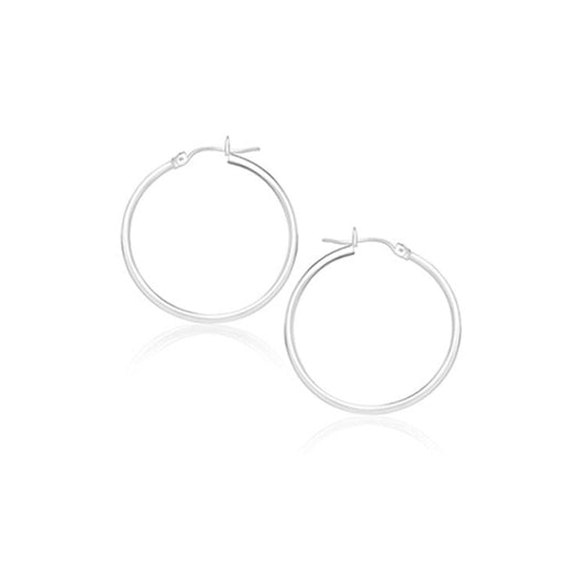 Ohrringe, Creolen aus 14 Karat Weißgold, poliert (2x20mm)