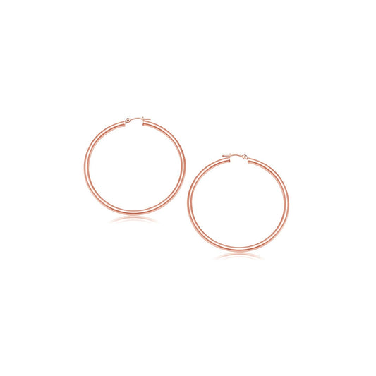 Boucles d'oreilles créoles polies en or rose 14 carats (3x15mm)