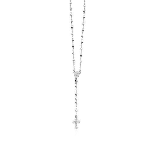 Halskette mit Rosenkranzkette und Perlen aus Sterlingsilber