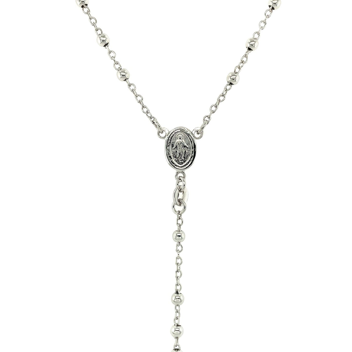 Halskette mit Rosenkranzkette und Perlen aus Sterlingsilber