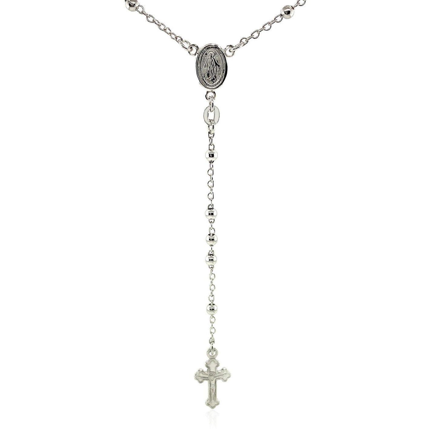 Halskette mit Rosenkranzkette und Perlen aus Sterlingsilber