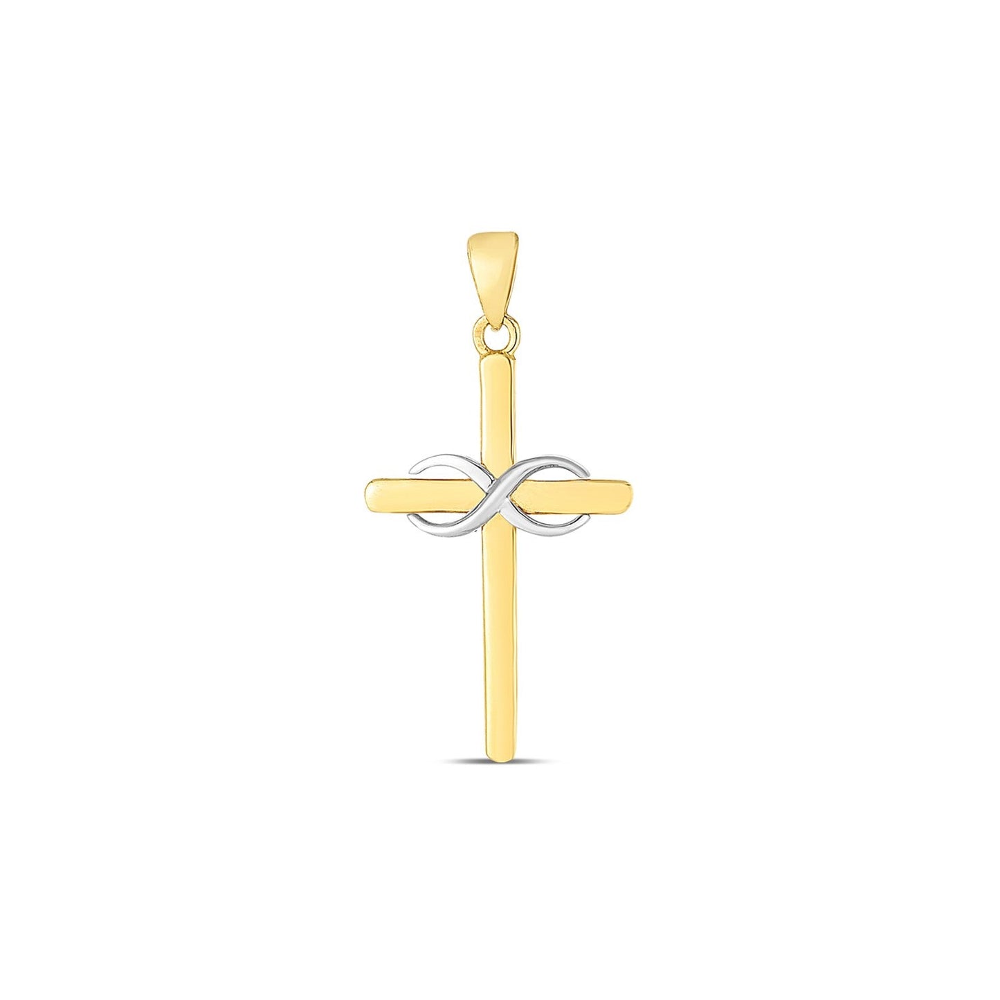 Kreuz-Anhänger aus 14 Karat zweifarbigem Gold mit Hochglanz-Diamantschliff