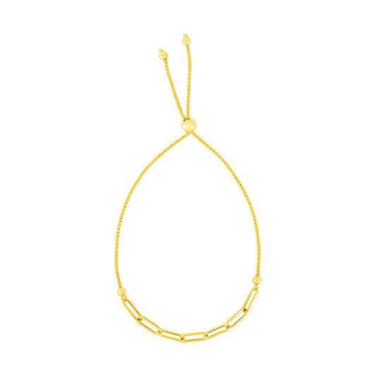 Bracelet réglable en or jaune 14 carats avec chaîne forçat