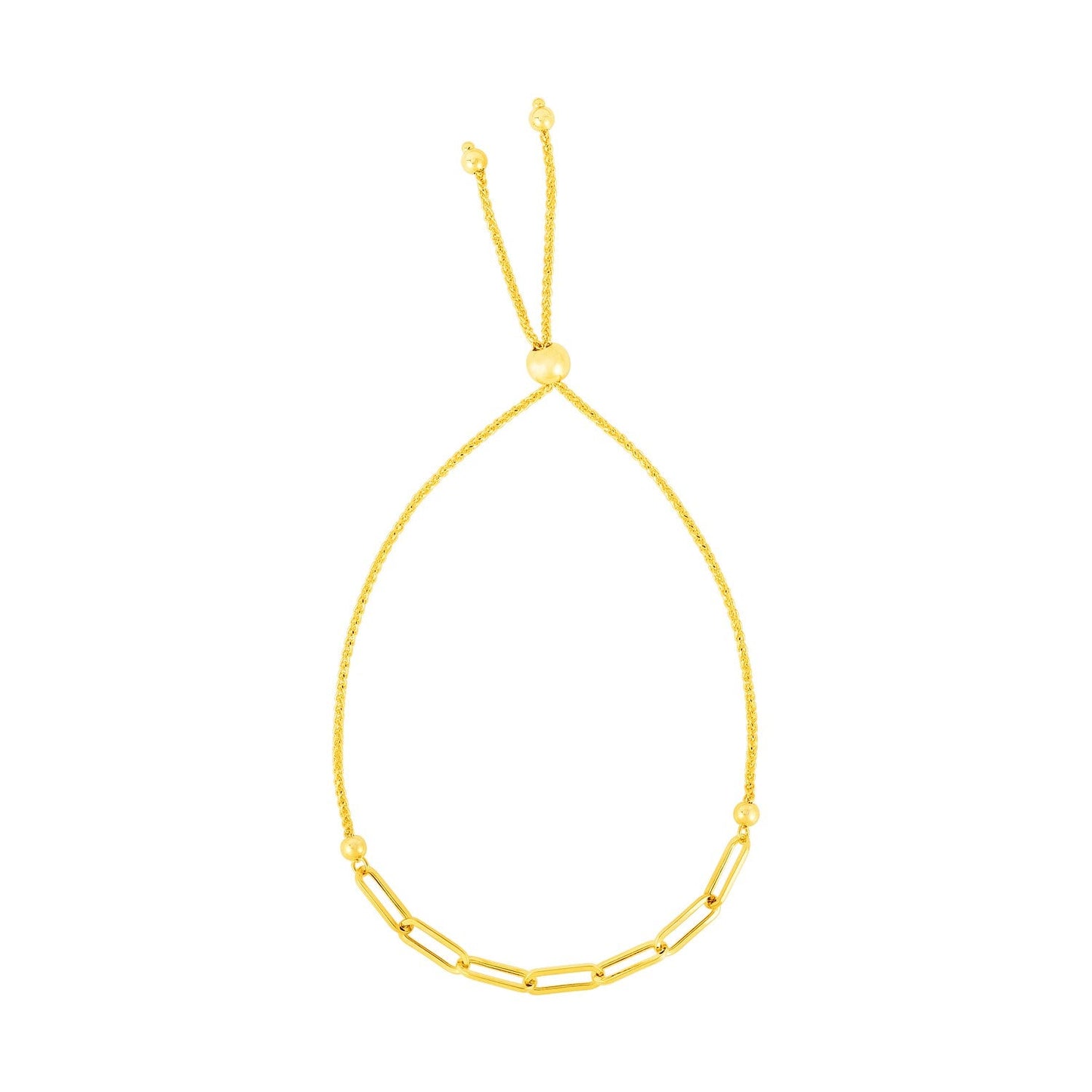 Verstellbares Armband aus 14 Karat Gelbgold mit Paperclip-Kette