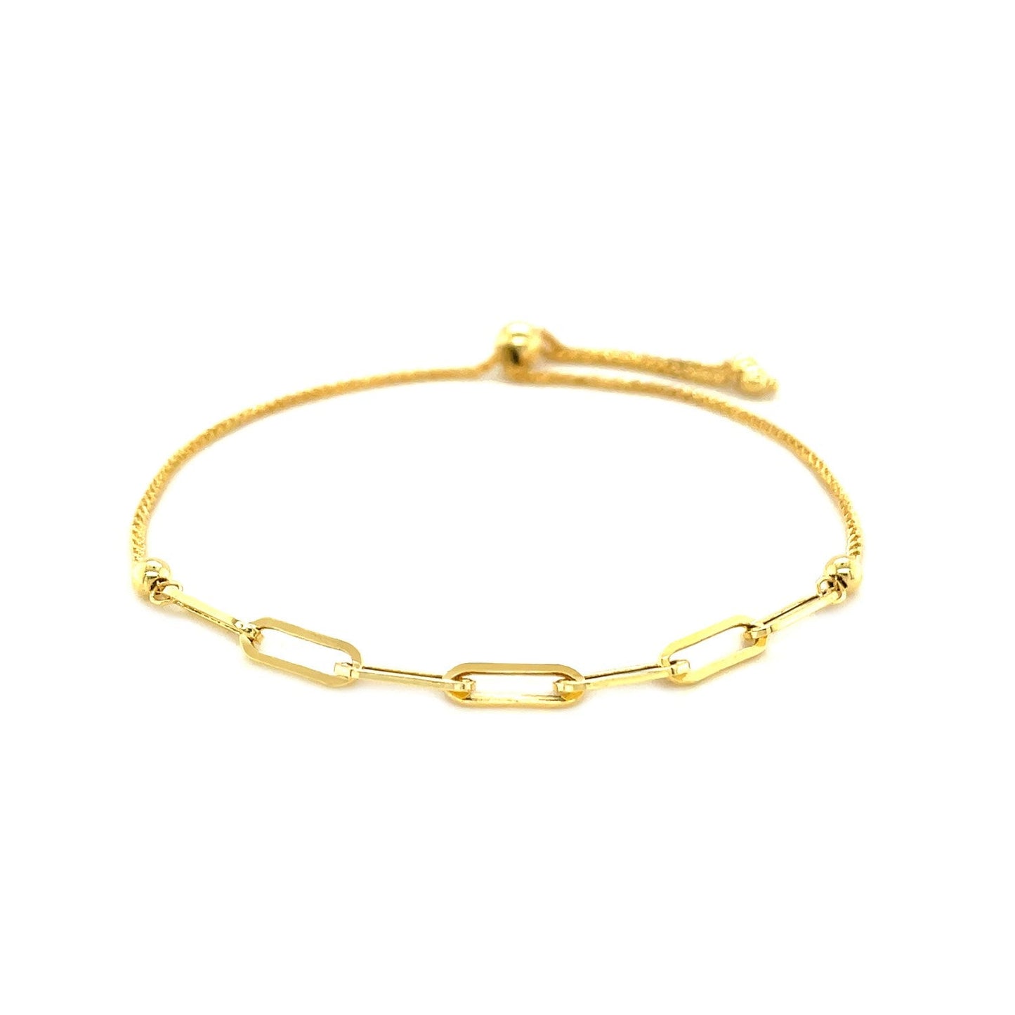 Verstellbares Armband aus 14 Karat Gelbgold mit Paperclip-Kette