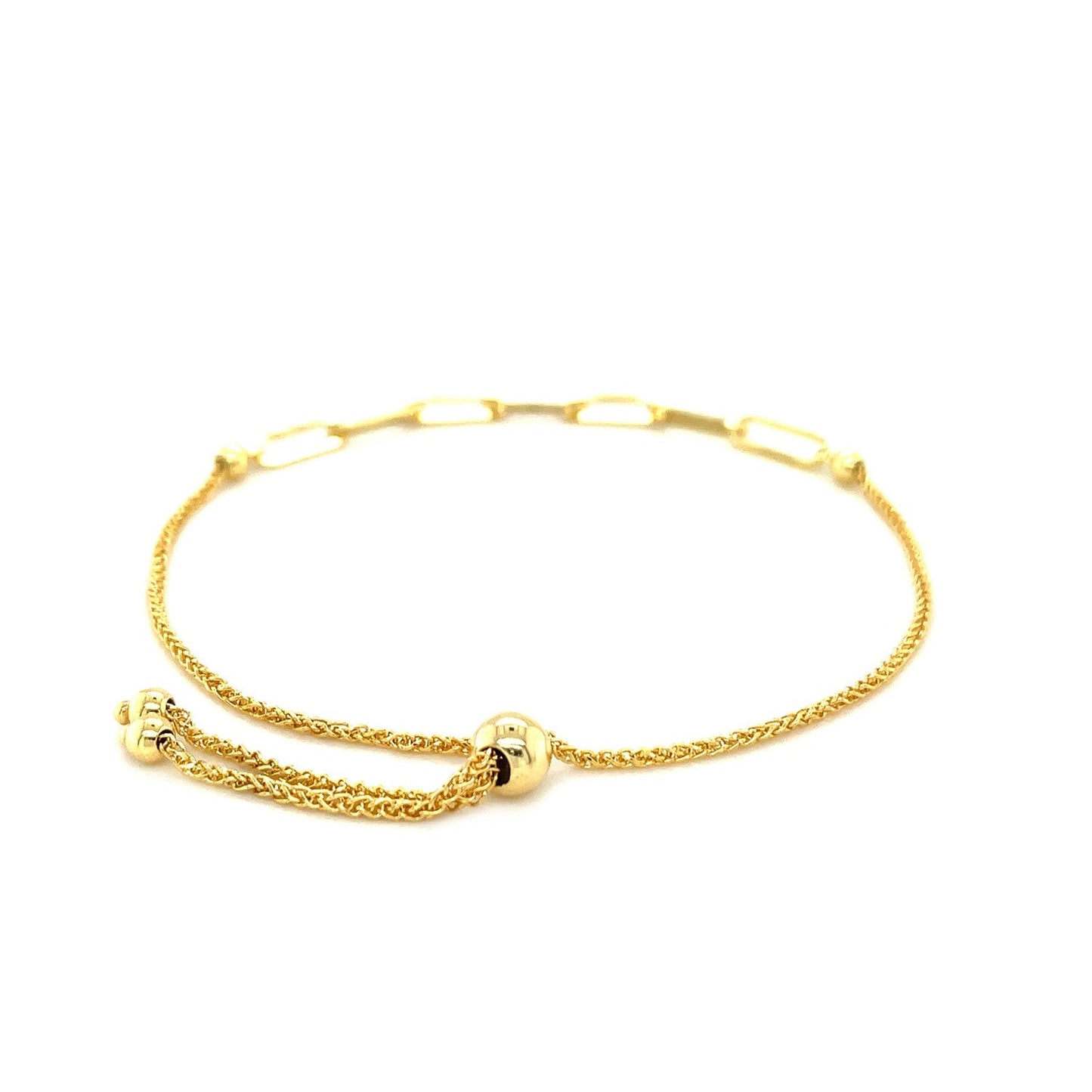 Verstellbares Armband aus 14 Karat Gelbgold mit Paperclip-Kette