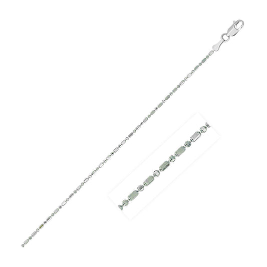 Chaîne à billes taillée au diamant en or blanc 14 carats (0,90 mm)