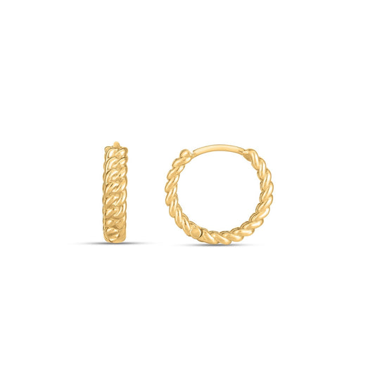 14 Karat Gelbgold geflochtene Huggie Creolen (3x12mm)