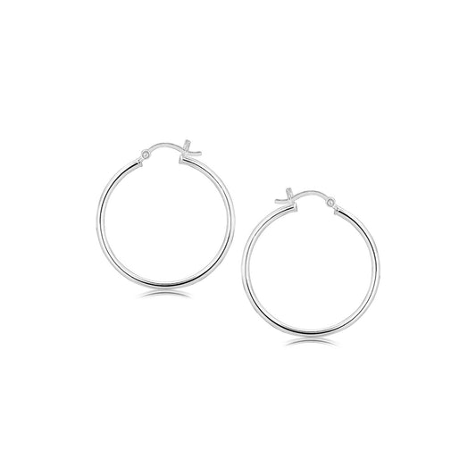 Ohrringe aus Sterlingsilber, dünn, poliert, Creolen-Stil, rhodiniert (2x30mm)