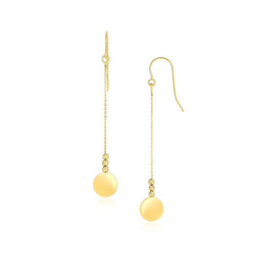 Boucles d'oreilles pendantes en or jaune 10 carats avec perles et disques brillants