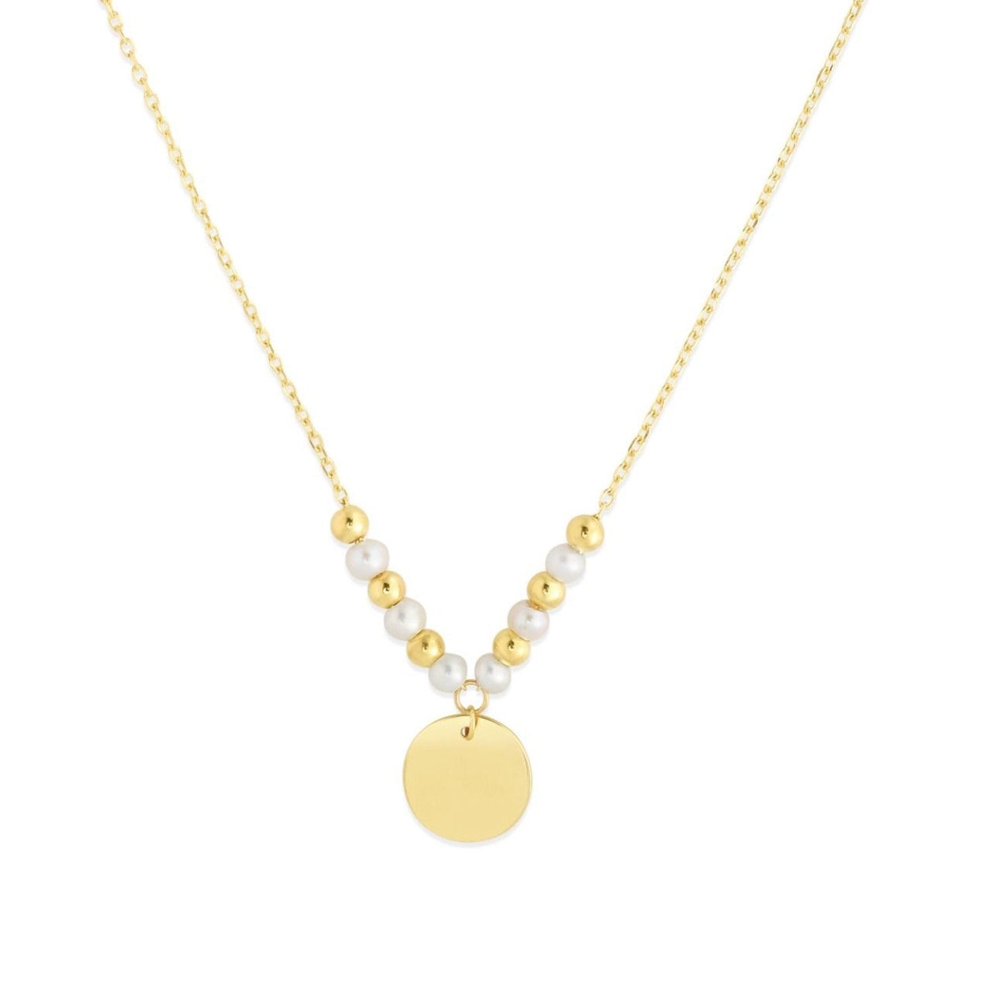 Collier Pallina en or jaune 14 carats, perles en forme de disque avec finition polie brillante