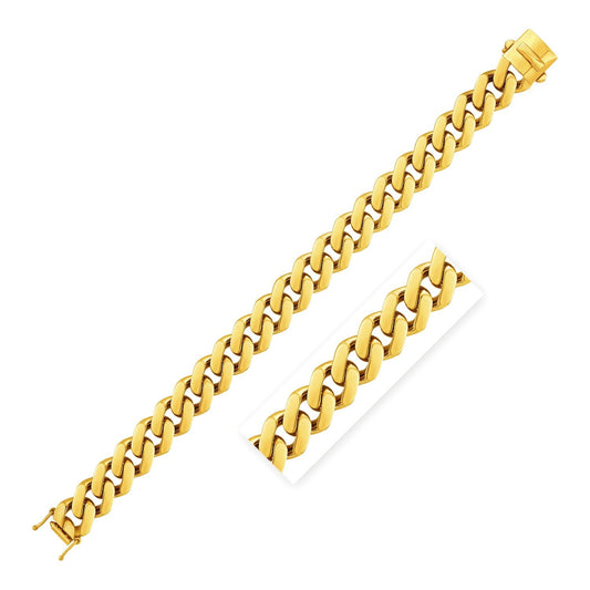 Armband aus 14 Karat Gelbgold, 8,5 Zoll breit, polierte Panzerkette (13,50 mm)
