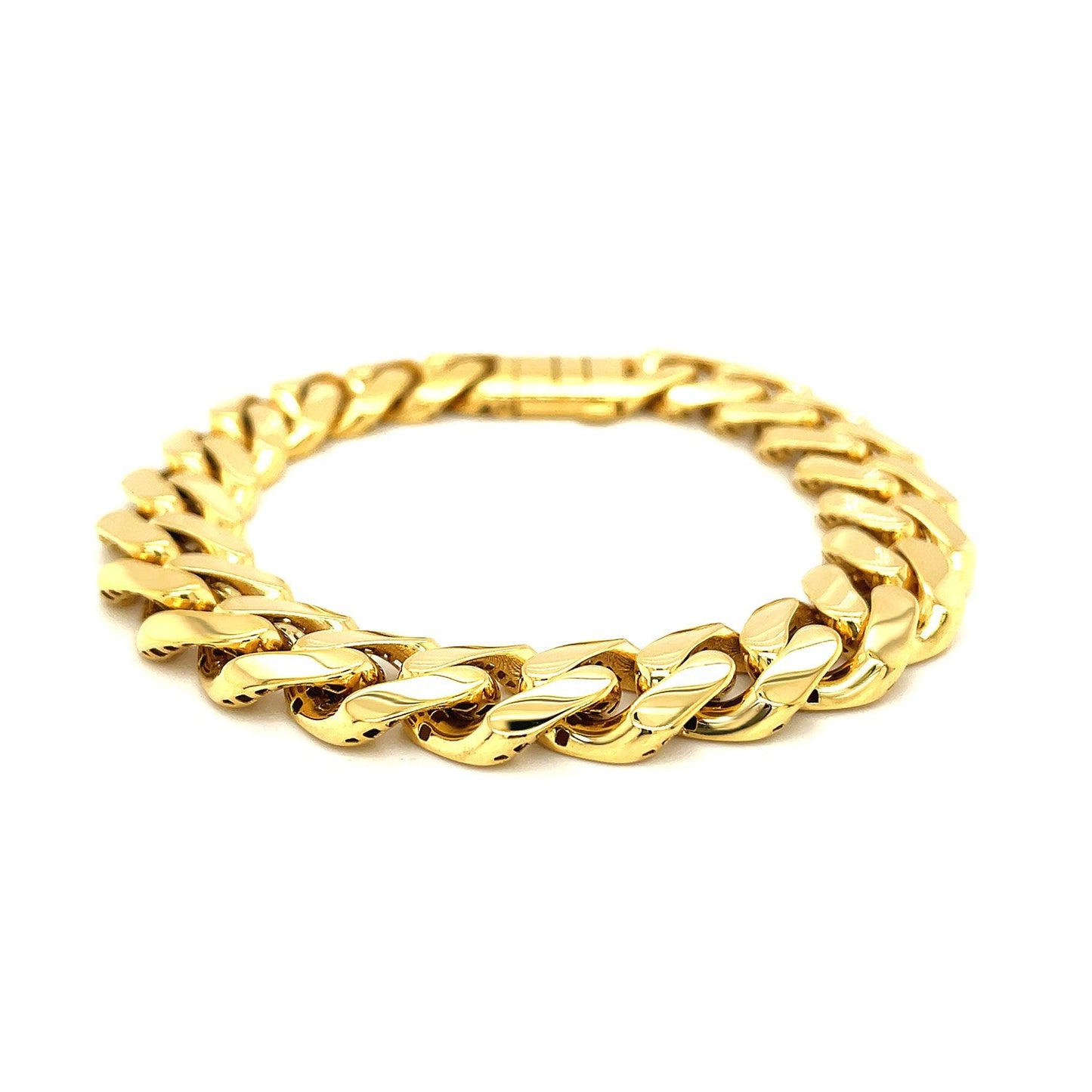 14 Karat Gelbgold 8,5 Zoll Breites Poliertes Panzerarmband