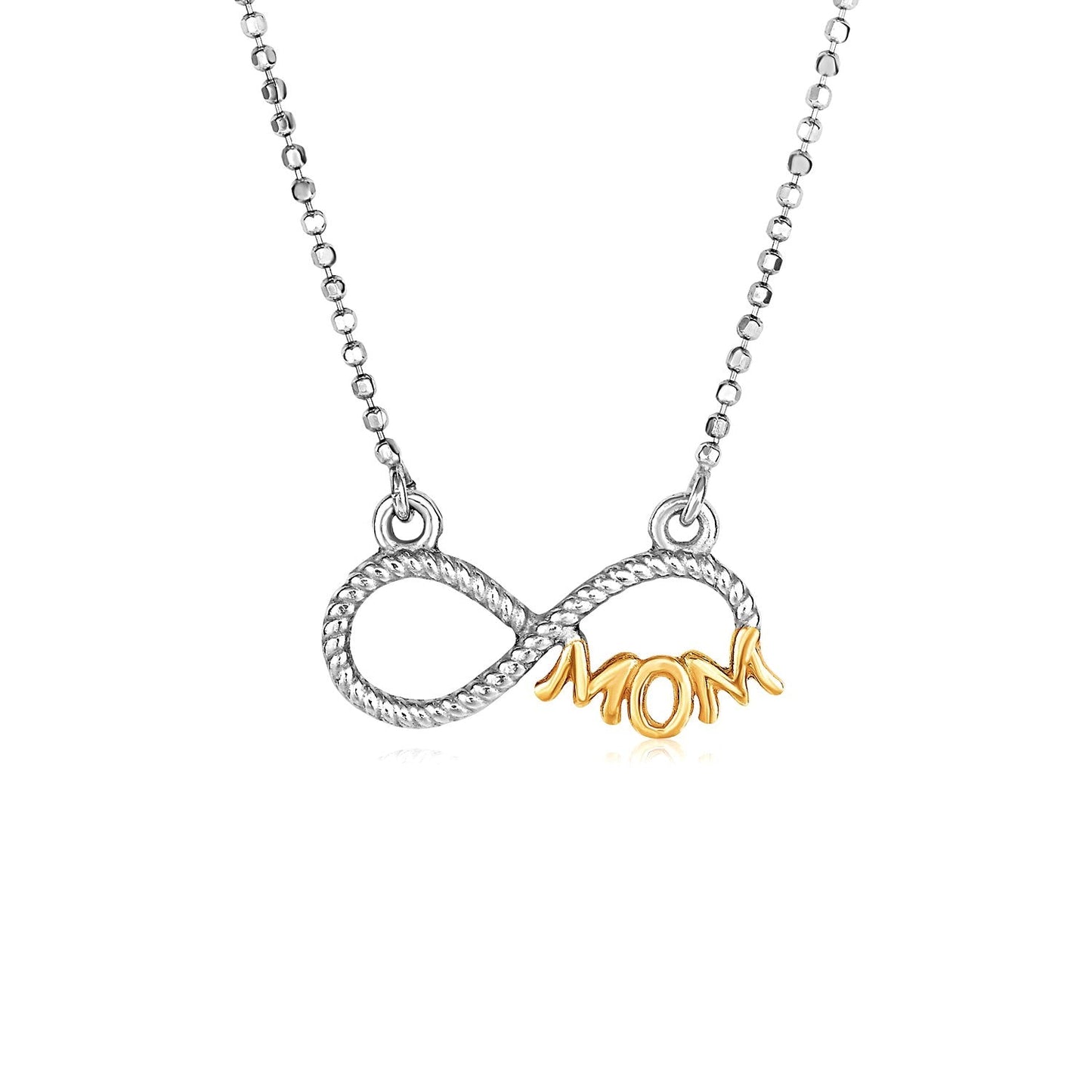 Zweifarbige Mutter-Halskette aus Sterlingsilber mit Zirkonia