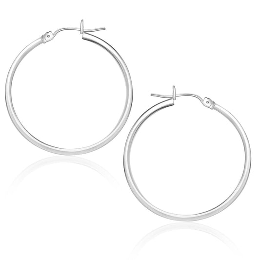 Créoles en or blanc 10 carats poli, 25 mm