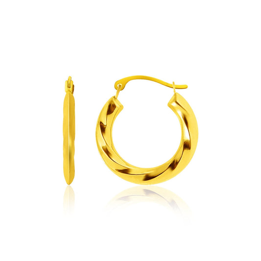 14 Karat Gelbgold Kreolen mit gewellter Textur