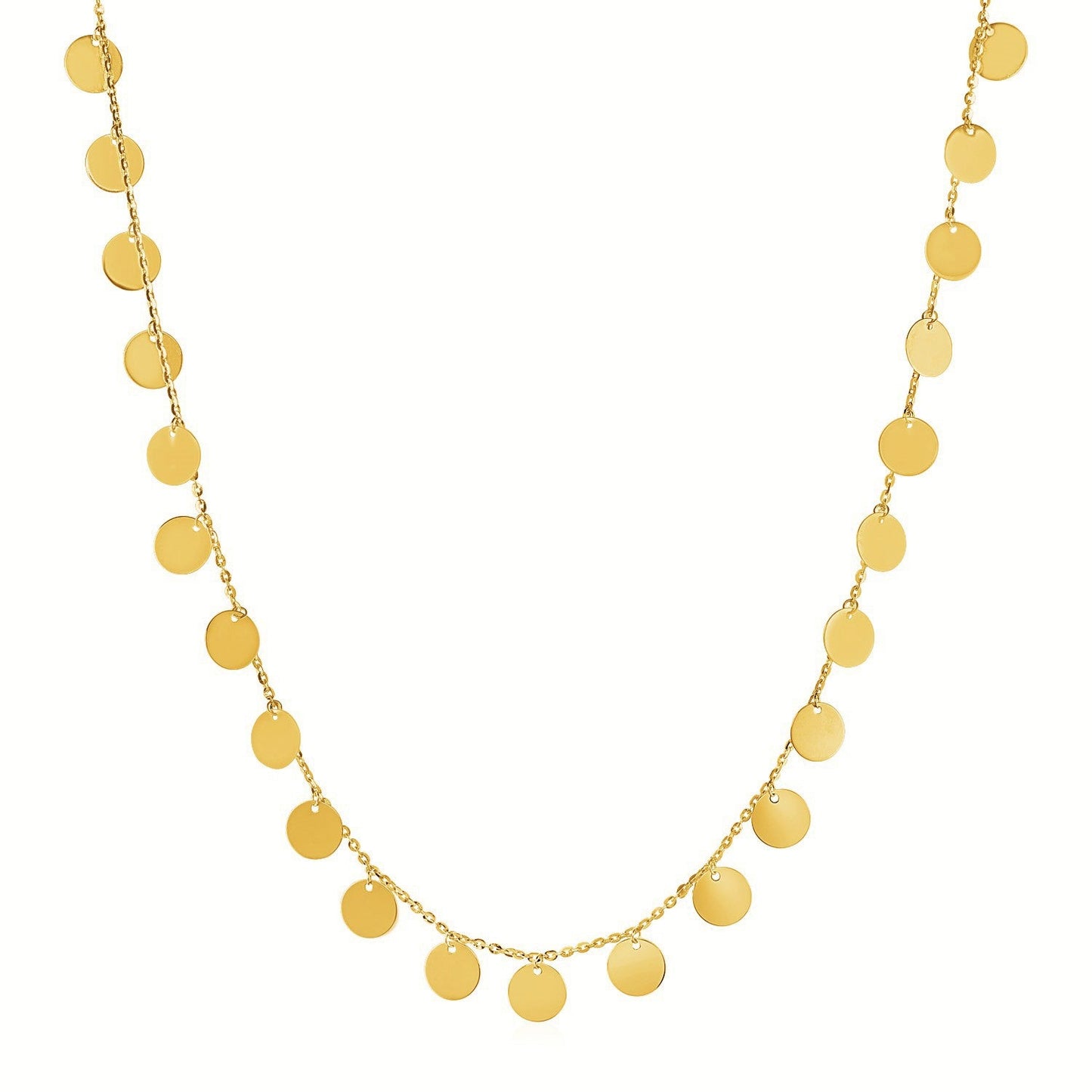 Choker-Halskette mit polierten Scheiben aus 14 Karat Gelbgold